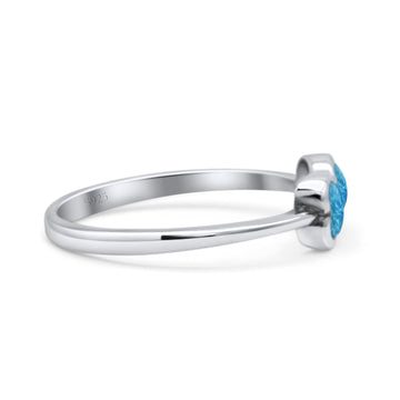 Hearts Thumb Ring Oxidized Statement Fashion Ring Band Lab Created Blue Opal 925 Sterling Silver